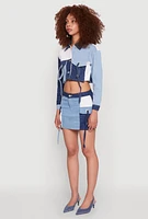 Womens Color Blocked Denim Jacket,