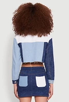 Womens Color Blocked Denim Jacket,