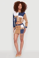 Womens Color Blocked Denim Cargo Skirt, Multi,