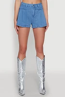 Womens Haute Monde Denim Pleated Shorts, Blue,