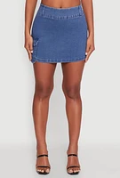 Womens High Waisted Mini Skirt with Cargo Pocket and Zip Back,