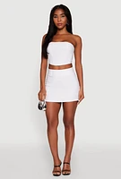 Womens Trendy Corset Tube Top with Cropped Hem, White, Size S