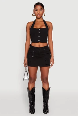 Womens Tabbed Cargo Mini Skirt,