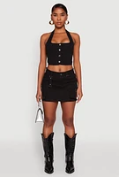 Womens Tabbed Cargo Mini Skirt,