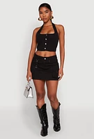 Womens Tabbed Cargo Mini Skirt,