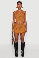 Womens Tabbed Cargo Mini Skirt, Khaki, Size S