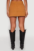 Womens Tabbed Cargo Mini Skirt, Khaki,