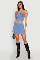 Womens Zip Back Denim Mini Skirt, Blue, Size S