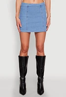Womens Zip Back Denim Mini Skirt, Blue, Size S