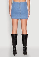 Womens Zip Back Denim Mini Skirt, Blue, Size S