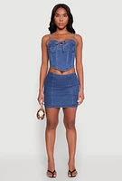 Womens Zip Back Denim Mini Skirt, Blue,