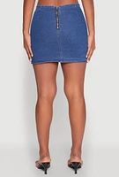 Womens Zip Back Denim Mini Skirt, Blue,
