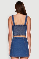 Womens Denim Zip Front Bustier Top, Blue,