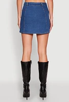 Womens Zip Detail Mini Denim Skirt, Blue, Size S