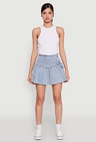 Womens Almost Famous Denim High Waist Bubble Mini Skirt, Blue, Size L