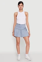 Womens Almost Famous Denim High Waist Bubble Mini Skirt, Blue, Size L