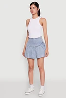 Womens Almost Famous Denim High Waist Bubble Mini Skirt, Blue, Size L