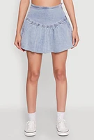 Womens Almost Famous Denim High Waist Bubble Mini Skirt, Blue, Size L