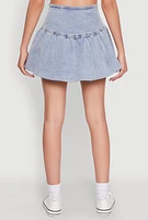 Womens Almost Famous Denim High Waist Bubble Mini Skirt, Blue, Size M
