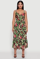 Womens Tropical Leaf Print Empire Waist Sundress, Multi, Size XL