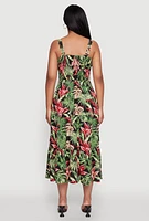 Womens Tropical Leaf Print Empire Waist Sundress, Multi, Size XL