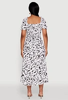 Womens Patterned Smocked Maxi Peasant Dress, Multi, Size L