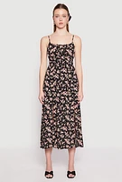 Womens Floral Double Slit Midi Dress, Multi, Size L