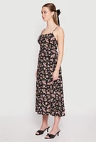 Womens Floral Double Slit Midi Dress, Multi, Size L