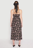 Womens Floral Double Slit Midi Dress, Multi, Size L