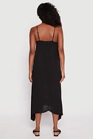 Womens Lace Up Sharkbite Hem Maxi Dress, Black,