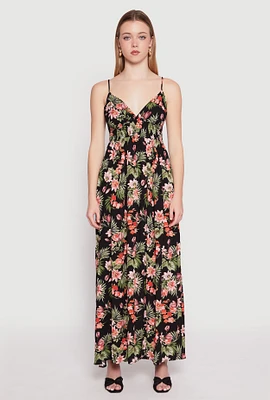 Womens Floral Print Empire Waist Maxi Dress, Multi, Size M