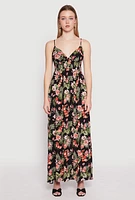 Womens Floral Print Empire Waist Maxi Dress, Multi, Size L