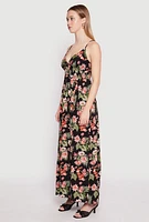 Womens Floral Print Empire Waist Maxi Dress, Multi, Size L