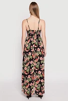 Womens Floral Print Empire Waist Maxi Dress, Multi, Size L
