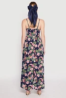 Womens Floral Print Empire Waist Maxi Dress, Multi,