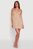 Womens Ditsy Floral Print Tiered Dress,