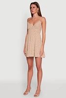 Womens Ditsy Floral Print Tiered Dress, Beige, Size M