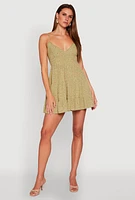 Womens Ditsy Floral Print Tiered Dress, Green, Size L