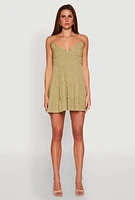 Womens Ditsy Floral Print Tiered Dress, Green, Size L