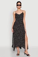Womens Floral Print Slit Hem Maxi Dress, Black, Size M