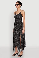 Womens Floral Print Slit Hem Maxi Dress, Black, Size M