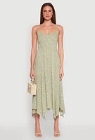 Womens Floral Print Slit Hem Maxi Dress, Green, Size M