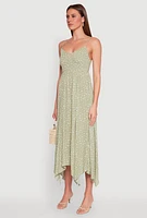 Womens Floral Print Slit Hem Maxi Dress, Green, Size M
