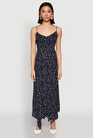Womens Floral Print Slit Hem Maxi Dress, Blue,