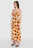 Womens Sunflower Print Empire Waist Dress, Multi, Size S