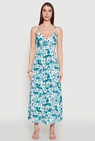 Womens Tropical Floral Print Empire Waist Maxi Dress, Multi, Size M