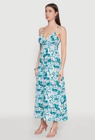 Womens Tropical Floral Print Empire Waist Maxi Dress, Multi, Size M