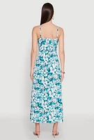 Womens Tropical Floral Print Empire Waist Maxi Dress, Multi, Size M