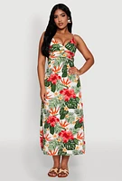 Womens Airy Tropical Floral Empire Waist Dress, Multi, Size XL