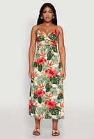 Womens Airy Tropical Floral Empire Waist Dress, Multi, Size XL